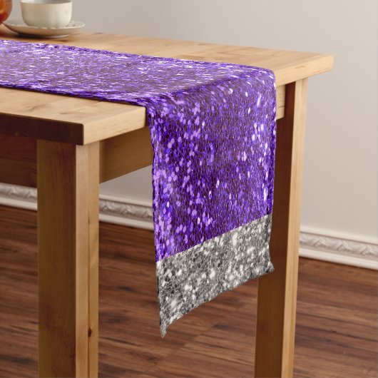 Chemin De Table Court Parties scintillant de vacances Purple Silver Blin (In Situ)