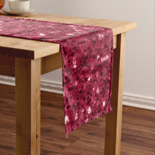 Chemin De Table Court Parties scintillant faux brillant rose foncé magen