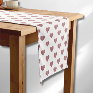Chemin De Table Court Parties scintillant Rose Gold Coeurs Arrière - pla