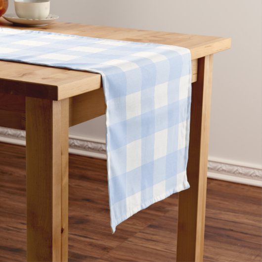 Chemin De Table Court Pastel Blue Plaid Motif Pâques (In Situ)