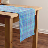 Chemin De Table Court Pastel Blue Plaid Pattern (In Situ)