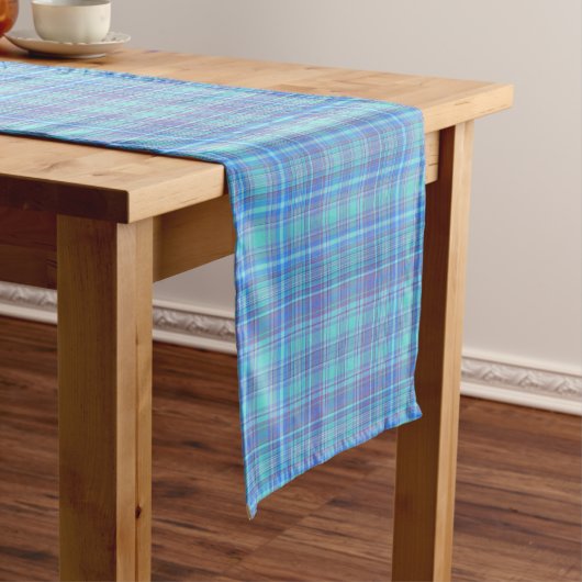 Chemin De Table Court Pastel Blue Plaid Pattern (In Situ)