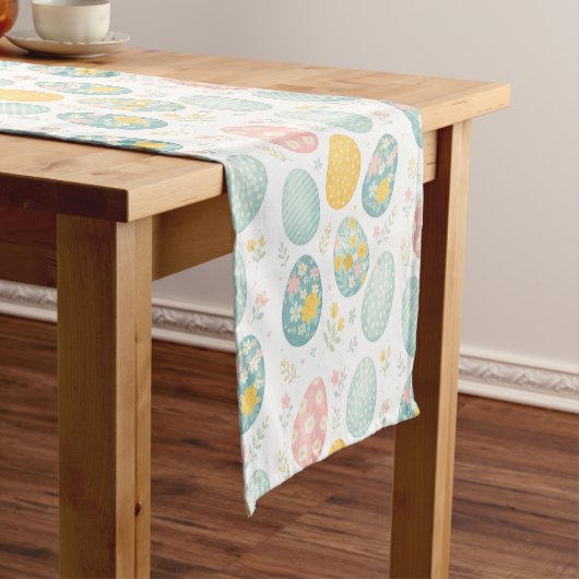 Chemin De Table Court Pastel Easter Eggs Floral Pattern - Cute Spring (In Situ)