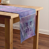 Chemin De Table Court Pastel Splatter | Monogramme rose violet bleu vert (In Situ)