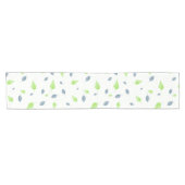 Chemin De Table Court Pattern Blue & Green Leaves (Horizontal)