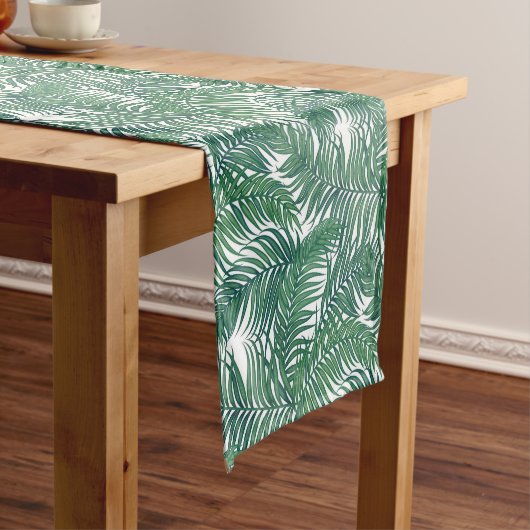 Chemin De Table Court Paume Tropical Vert Feuille Courte Table Runner (In Situ)