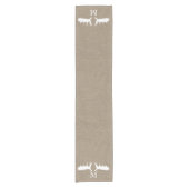 Chemin De Table Court Pays Burlap White Moose Antlers Monogramme (Devant)