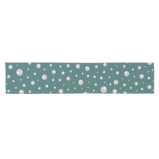 Chemin De Table Court Pearl Pattern on Transformative Teal Background (Horizontal)