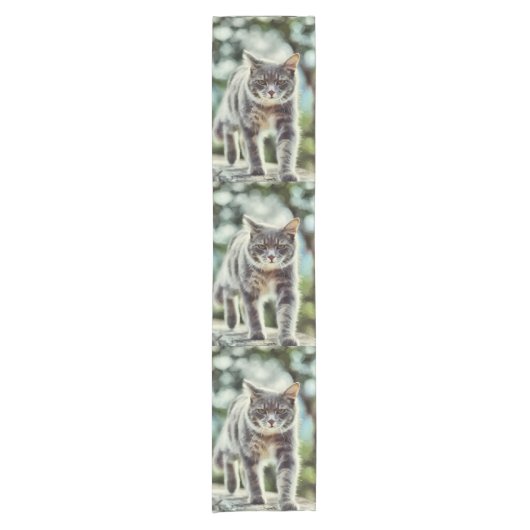 Chemin De Table Court Peinture de chat (Devant)