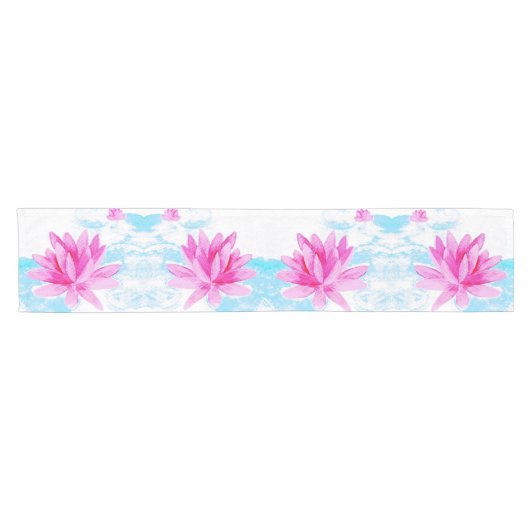 Chemin De Table Court Peinture de lotus rose paisible (Horizontal)