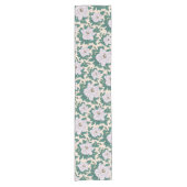 Chemin De Table Court Peonies blanches et Feuilles verts (Devant)