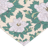 Chemin De Table Court Peonies blanches et Feuilles verts (Coin)