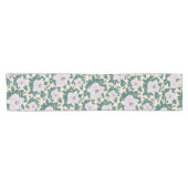 Chemin De Table Court Peonies blanches et Feuilles verts (Horizontal)