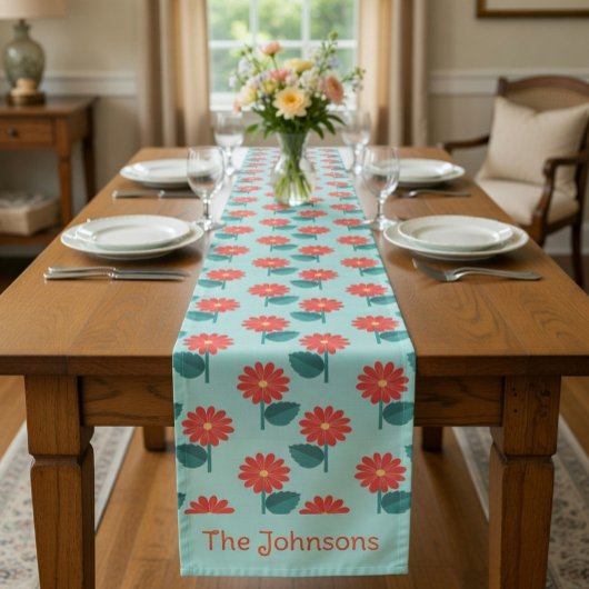 Chemin De Table Court Personalized Daisy Pattern Table Runner