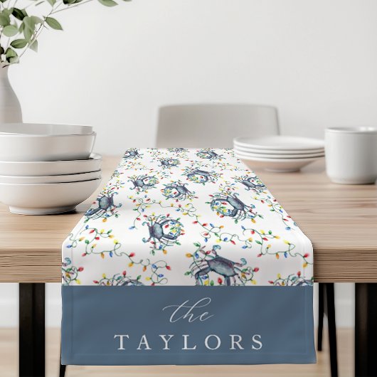 Chemin De Table Court Personalized Deck the Claws Coastal Crab Christmas