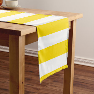 Chemin De Table Court Personnalisable Modèle Jaune Blancs Moderne