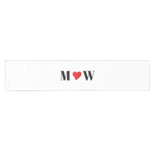 Chemin De Table Court Personnaliser Deux initiales A Loves B coeur rouge