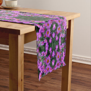Chemin De Table Court Pink Autumn Aster Flowers Art Abstrait