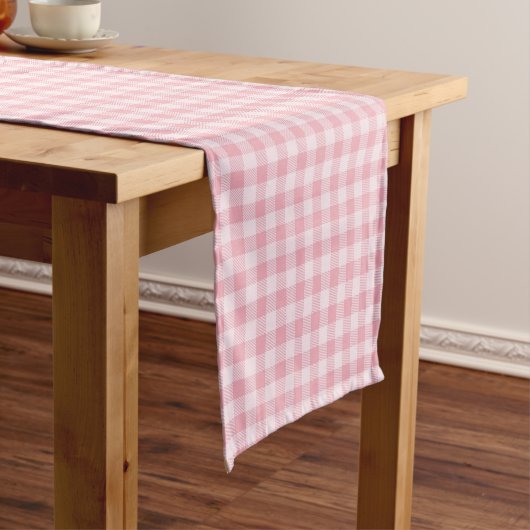 Chemin De Table Court Pink Gingham Pattern Girly Check Plaid Checkered (In Situ)