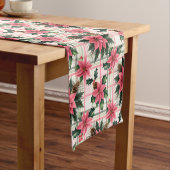 Chemin De Table Court Pink Retro Noël Floral Plaid Joyeux Noël (In Situ)