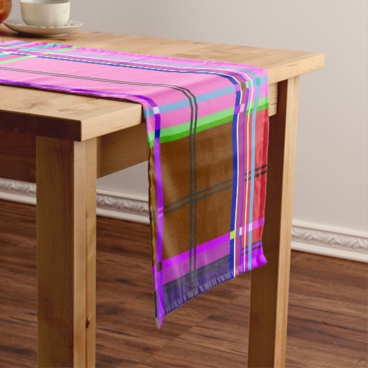 Chemin De Table Court Pink tartan Fabric Pattern Cloth Madras (In Situ)