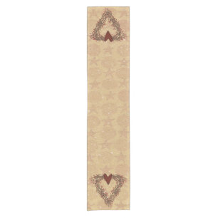 Chemin De Table Court Pip Berry Primitive Heart Wreath Table Runer