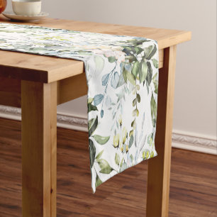 Chemin De Table Court PixDezines Aquarelle Feuillage de gomme bleu pouss