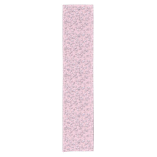 Chemin De Table Court Placers de perles blanches roses sur velours rose