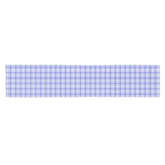 Chemin De Table Court Plaid blanc bleu 2 (Horizontal)