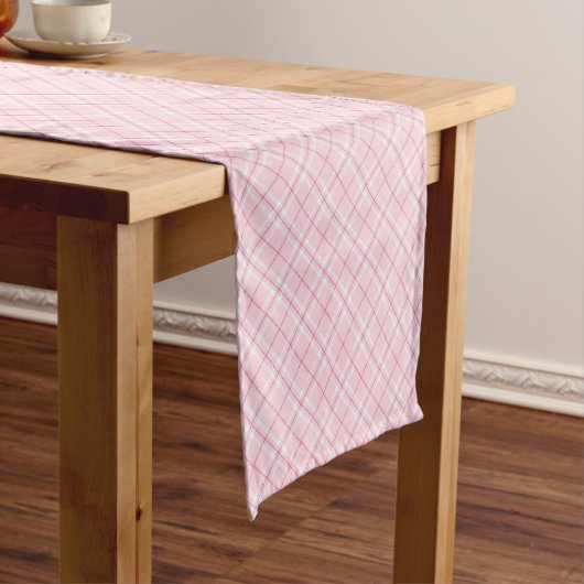 Chemin De Table Court Plaid rose-clair (In Situ)