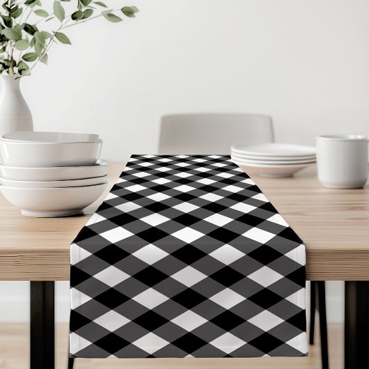Chemin De Table Court Plaid rustique de bisons noirs et blancs