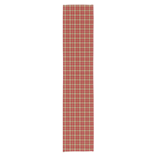 Chemin De Table Court Plaid rustique rouge et vert clair (Devant)