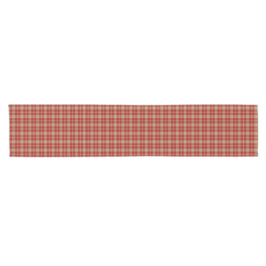 Chemin De Table Court Plaid rustique rouge et vert clair (Horizontal)