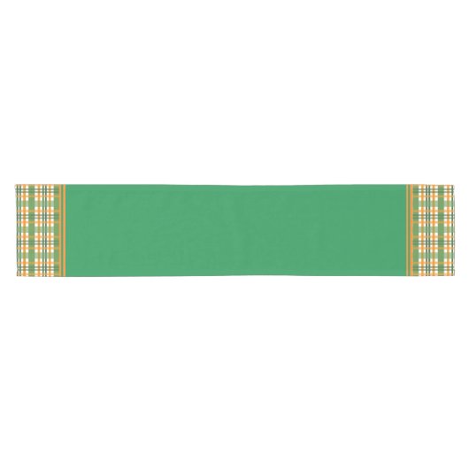 Chemin De Table Court Plaid Vert Et Orange (Horizontal)