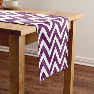 Chemin De Table Court Plum violet moderne Chevron raypes