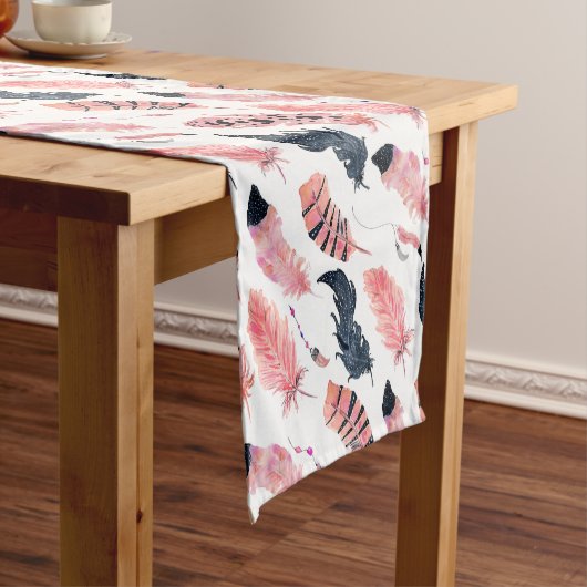 Chemin De Table Court Plumes Rose Boho (In Situ)