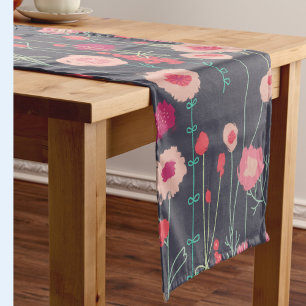 Chemin De Table Court Plymouth Fleurs Boho foncé peinture florale
