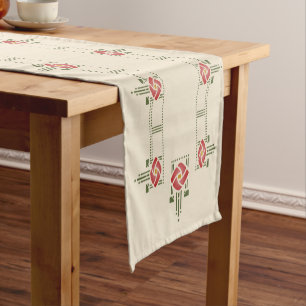 Chemin De Table Court Pochoir rose adoptif de frise de Hélène