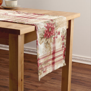 Chemin De Table Court Poinsettia rouge