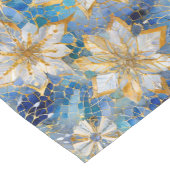 Chemin De Table Court Poinsettias de Noël Blanc Bleu (Coin)