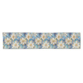 Chemin De Table Court Poinsettias de Noël Blanc Bleu (Horizontal)