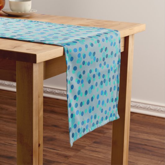 Chemin De Table Court points bleus, turquoise et gris-bleu (In Situ)