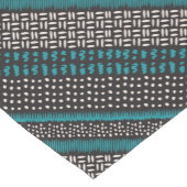 Chemin De Table Court Points Turquoises noirs Zigzags Motif (Coin)