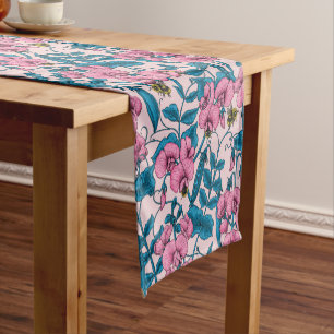 Chemin De Table Court Pois doux et bourdons, rose et bleu
