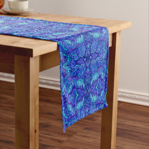 Chemin De Table Court Poisson Arabesque sous-marin Bohème Motif Violet