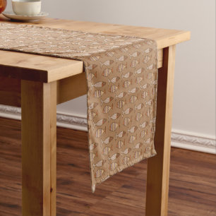 Chemin De Table Court Poisson moderne rétro, Tan, Beige et Brown clair S