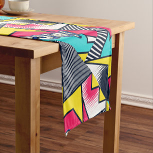 Chemin De Table Court Pop art pow ! Pattern à Magenta, Blue et Black