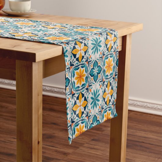 Chemin De Table Court Portuguese Azulejo Tile Table Runner – Blue & Yell (In Situ)