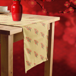 Chemin De Table Court Prunier du Nouvel An lunaire chinois 5 Bénédiction