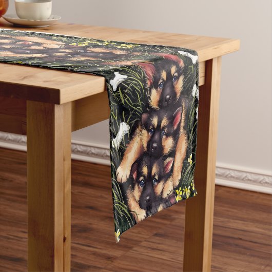 Chemin De Table Court Puppy Pile Table Runner (In Situ)